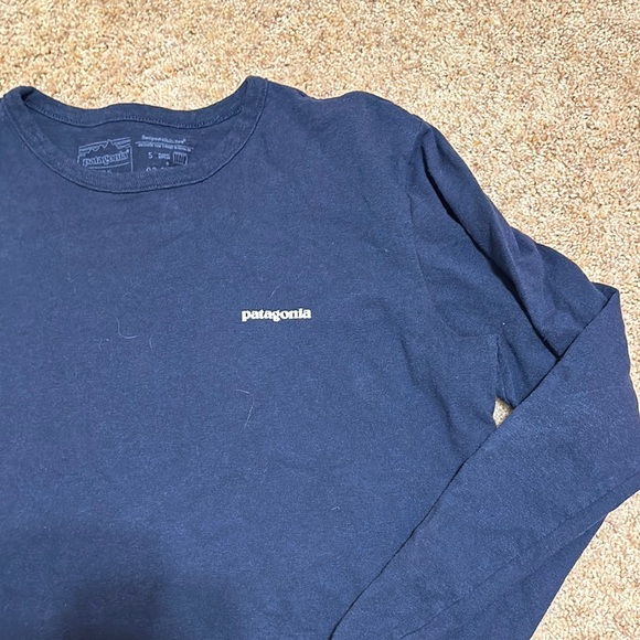 Patagonia Large Graphic Logo Navy Blue Long Sleeve Shirt Size Small - Picture 5 of 6